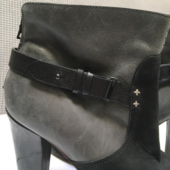 rag & bone Gray Leather Black Suede Heeled Booties - Picture 5 of 13